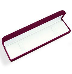 A red box with white lid and white lining.