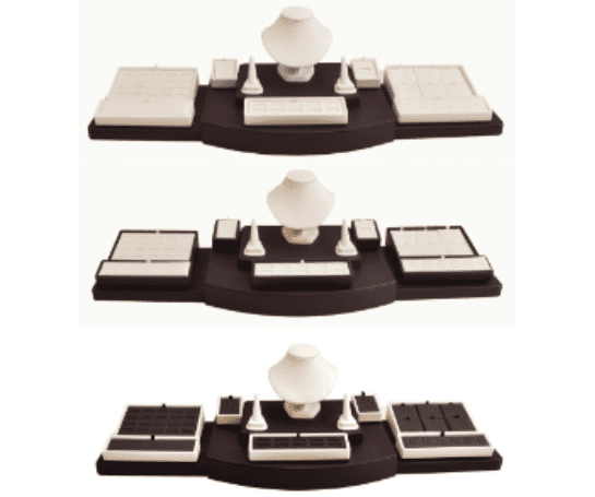 Three different types of desk accessories on a black base.