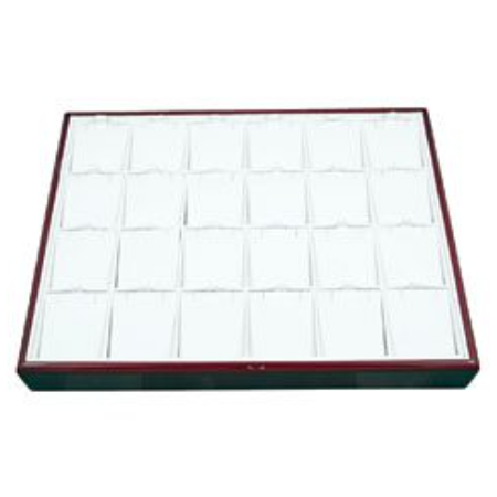 A tray with 2 4 white square shaped boxes.