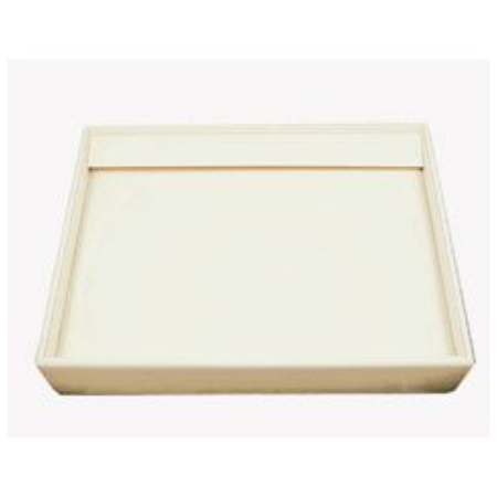 A white tray with a square lid on top.