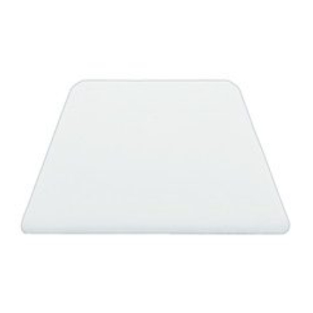 A white square plate sitting on top of a table.