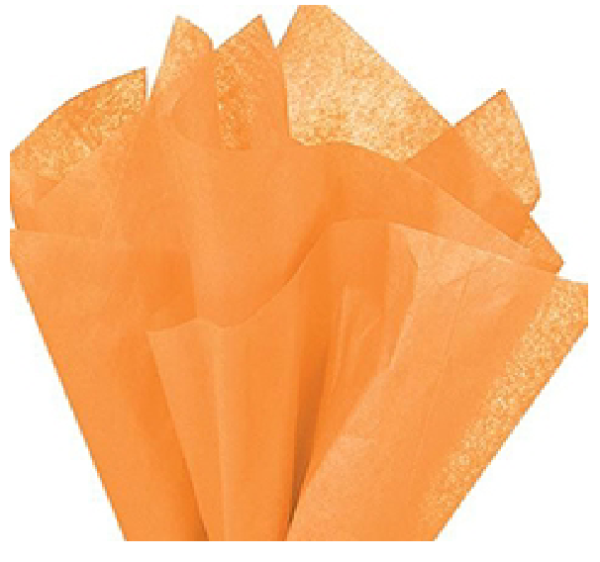 A close up of an orange tissue paper