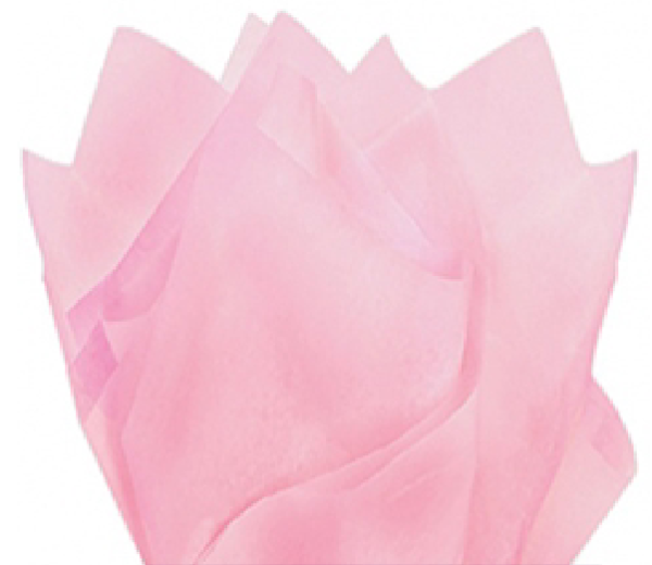 A close up of the pink tissue paper