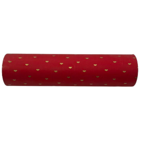 A red tube with gold polka dots on it.